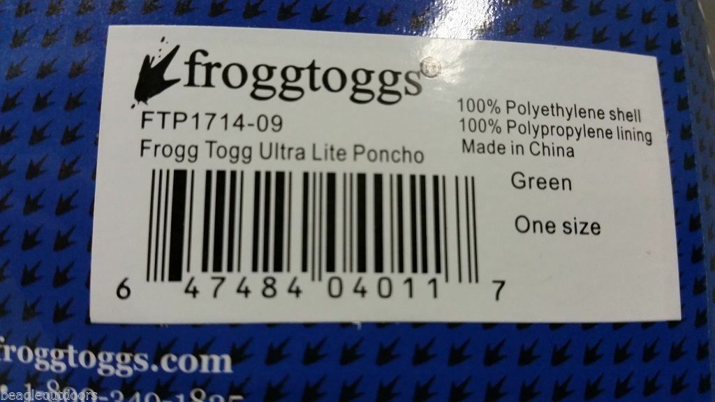 NEW Frogg Toggs Ultra-Lite2 Breathable Rain Poncho w/Side-Snaps & Hood FTP1714
