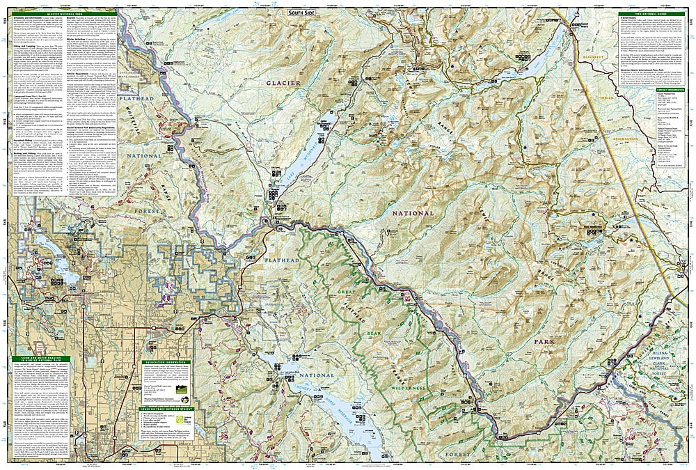 Glacier Waterton Lakes National Park MT Waterproof Topo Map Hiking Camping #215