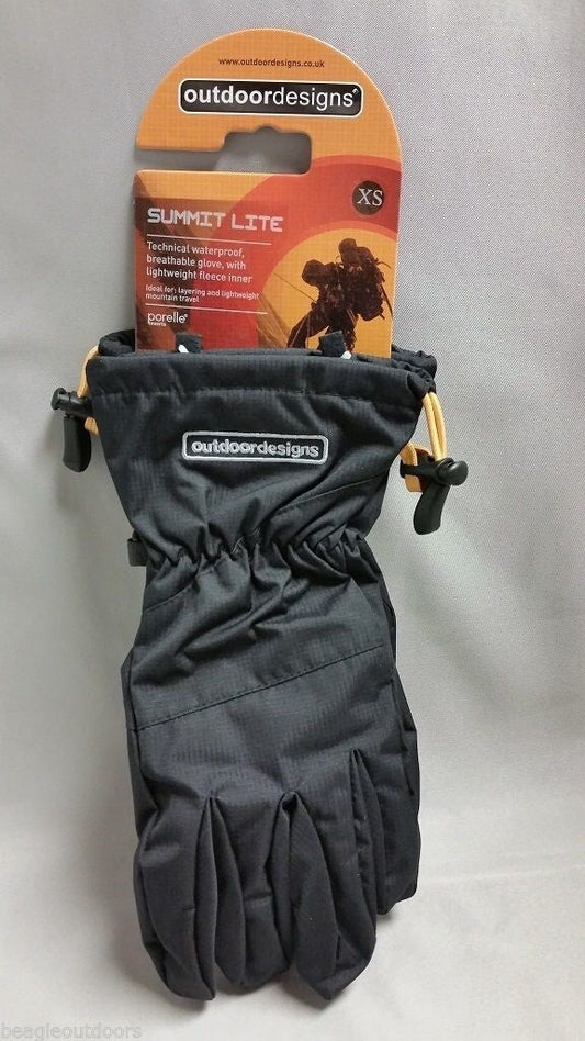 Outdoor Designs Summit Lite Glove Waterproof Breathable Black Gloves Size XS
