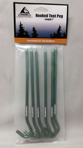 Liberty Mountain Ultralight Hard Anodized Aluminum Hook Stakes Green 6-Pack