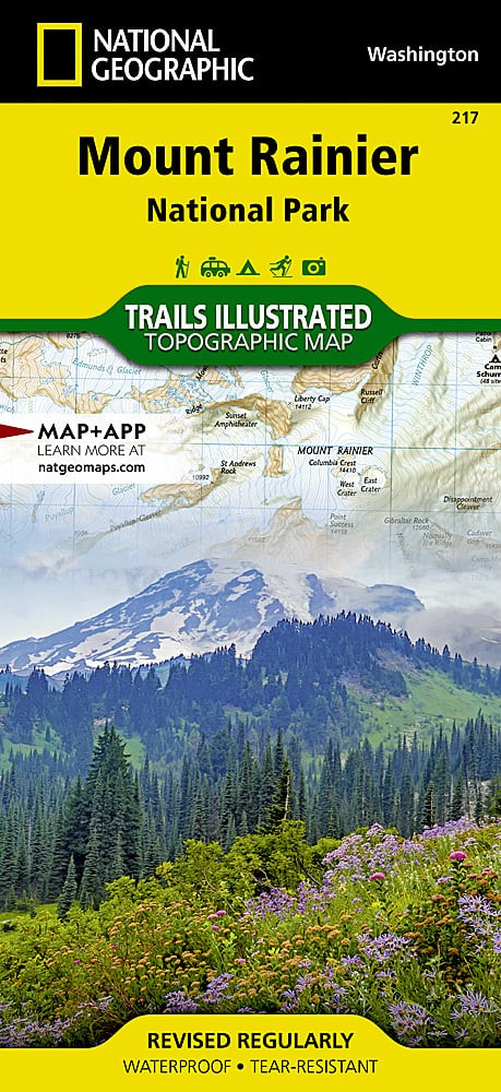 Mount Rainier National Park WA Waterproof Topo Map Hiking Camping Trail #217