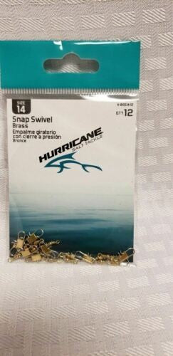 Hurricane Brass Snap Swivel Size 14 - Barrel Swivel w/Interlocking Snap 12-Pack