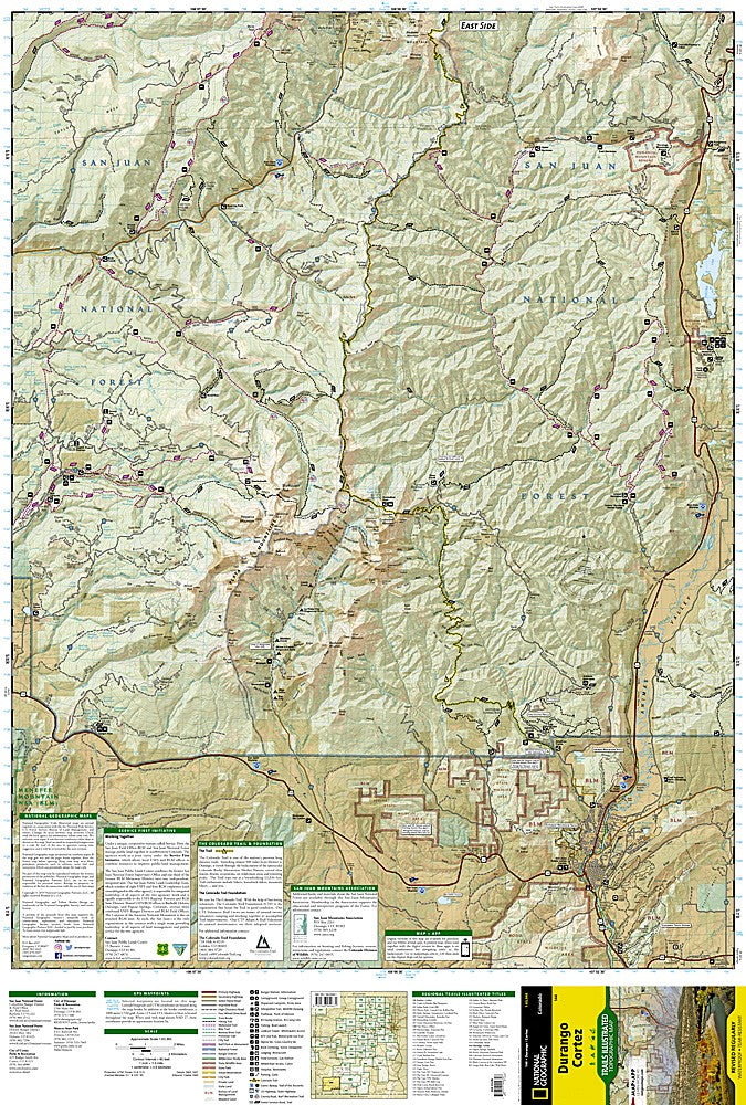Durango Cortez CO Waterproof Topographic Map Hiking Camping Trail Guide #144