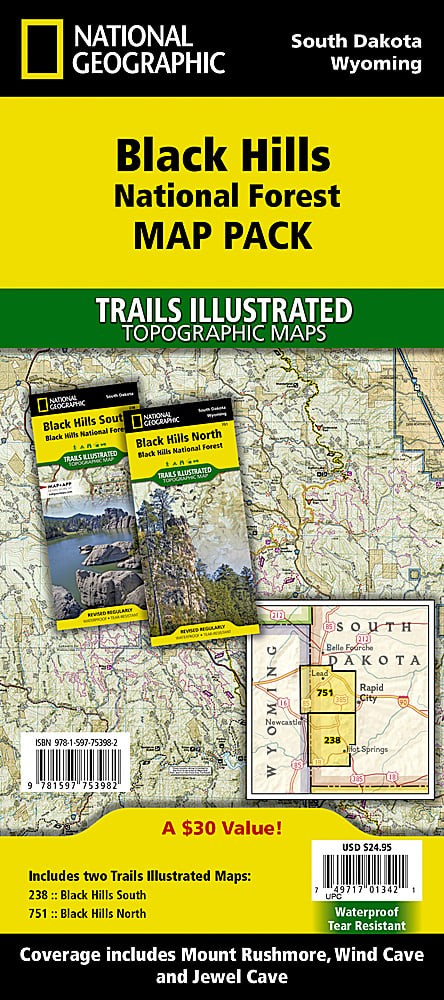 Black Hills National Forest SD Waterproof Topo Map Bundle Pack Hiking Camping