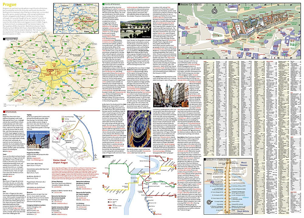 Prague Czech Republic Waterproof City Map Travel Guide Sightseeing Walking