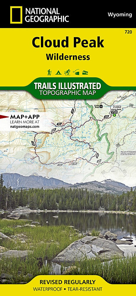 Cloud Peak Wilderness WY Waterproof Topographic Map Hiking Camping Trail #720
