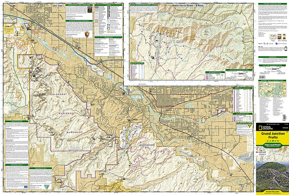 Grand Junction Fruita CO Waterproof Map Mountain Biking Hiking Trail #502