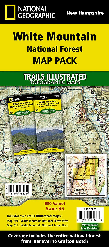 White Mountains National Forest NH Waterproof Topo Map Bundle Hiking Camping