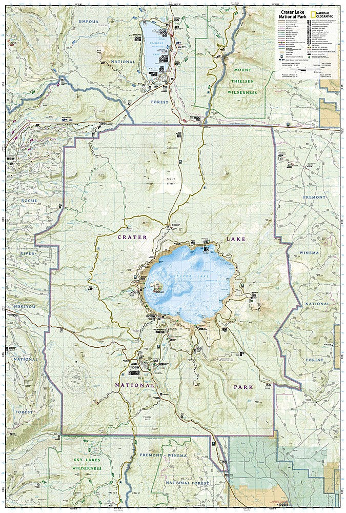 Crater Lake National Park OR Waterproof Topo Map Hiking Camping Trail #244