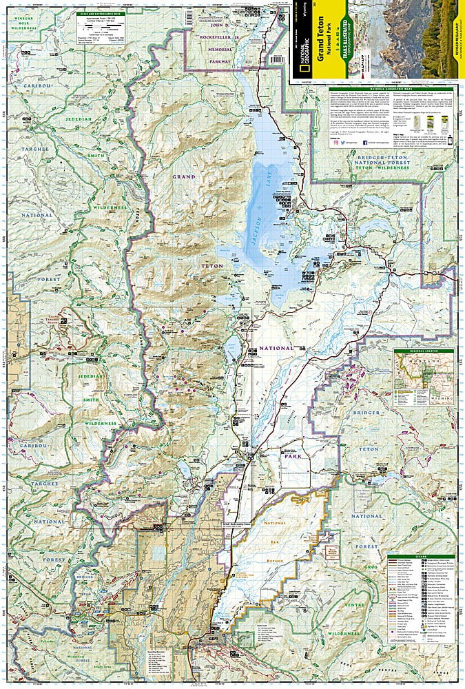 Grand Teton National Park WY Waterproof Topo Map Hiking Camping Trail #202
