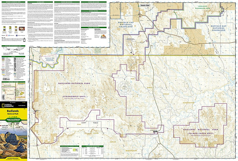 Badlands National Park SD Waterproof Topographic Map Hiking Camping Trail #239