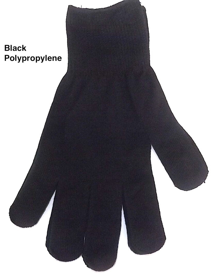 Newberry Knitting Light Weight Polypropylene Black Liner Gloves Backpacking