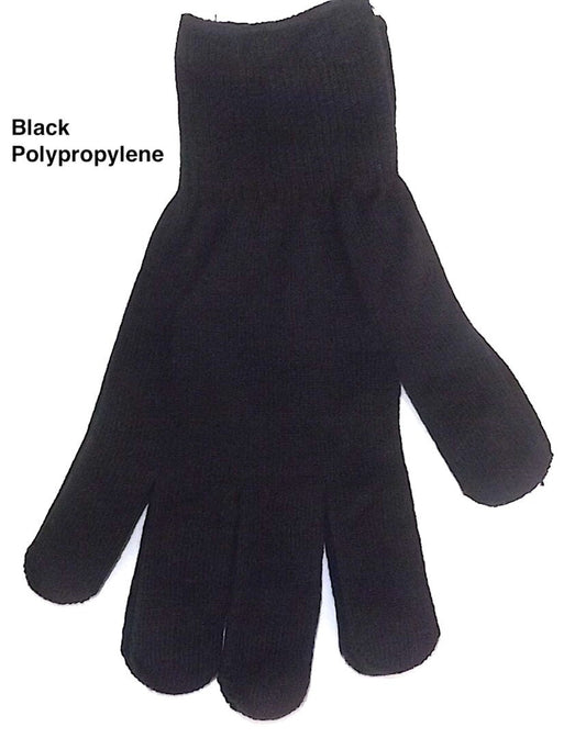 Newberry Knitting Light Weight Polypropylene Black Liner Gloves Backpacking
