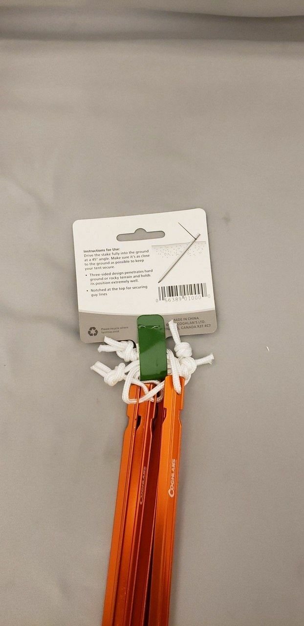 Coghlan's Aluminum Ultralight 9" Tent Stakes / Pegs w/Pull Cords 4-Pack Coghlans