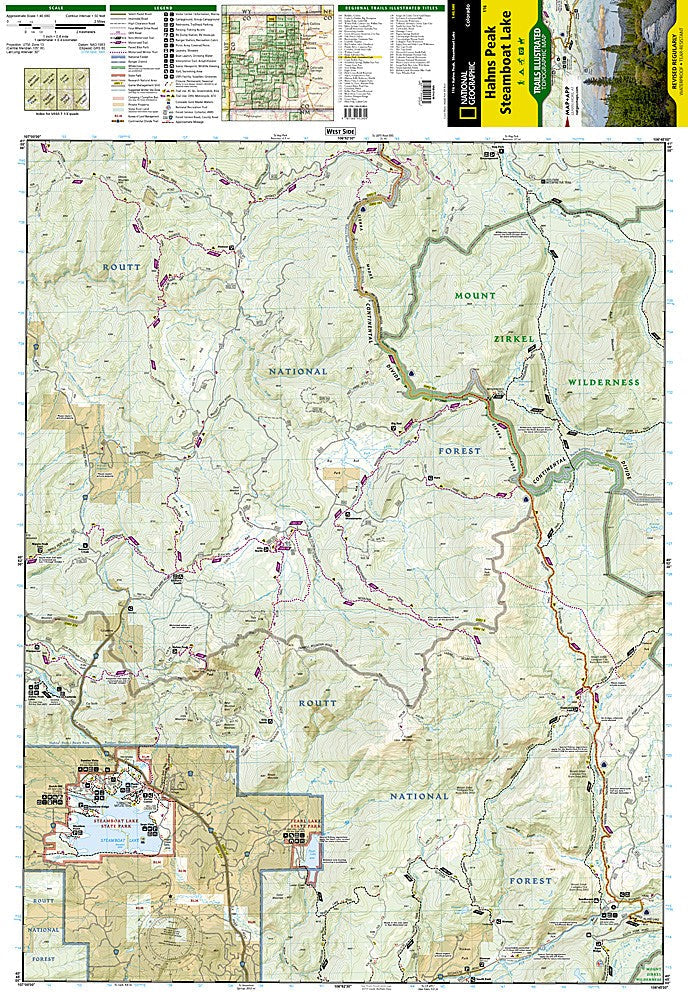 Hahns Peak Steamboat Lake CO Waterproof Topo Map Hiking Camping Trail #116