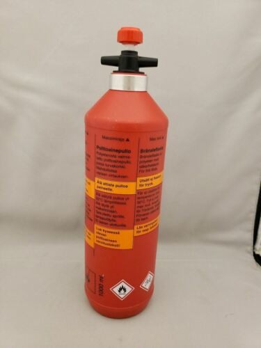 Trangia 1.0 L Red HDPE Fuel Bottle w/Safety Valve for Filling Alcohol Stoves