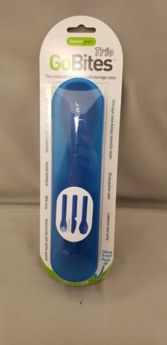 Humangear GoBites Trio Spoon/Fork/Knife/Pick w/Case Combo Utensil Blue--BPA-Free