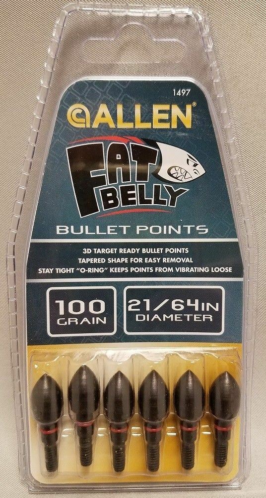 Allen Fat Belly Archery Bullet Points (Pack of 6) 1497(can)