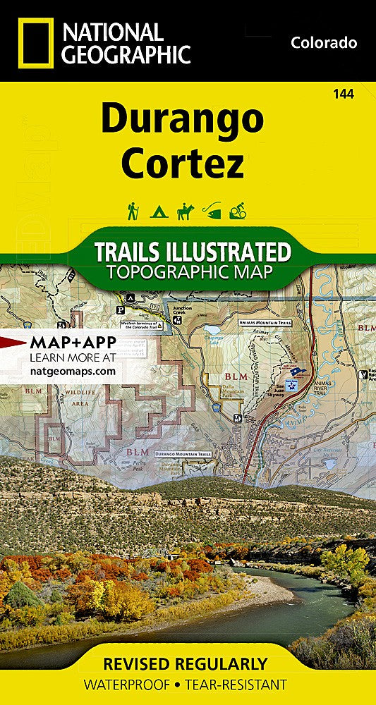 Durango Cortez CO Waterproof Topographic Map Hiking Camping Trail Guide #144