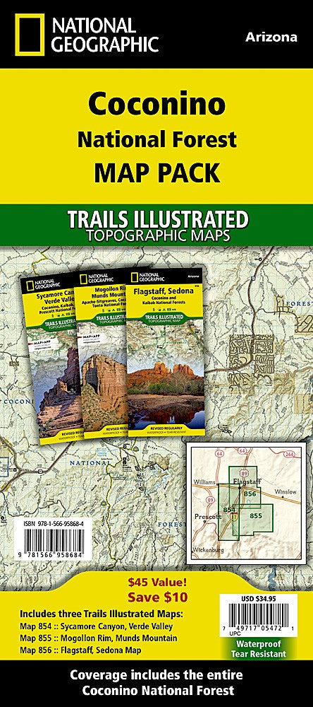 Coconino National Forest AZ Waterproof Map Bundle Pack Hiking Camping