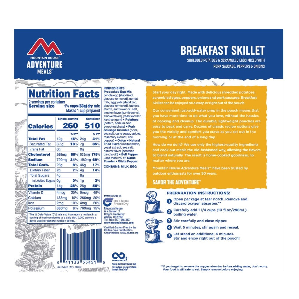 Mountain House Breakfast Skillet 2-Serving Freeze Dried Camping Food