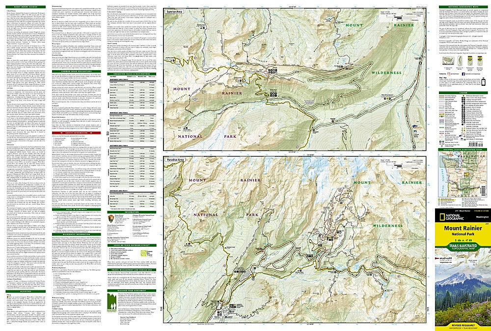 Mount Rainier National Park WA Waterproof Topo Map Hiking Camping Trail #217