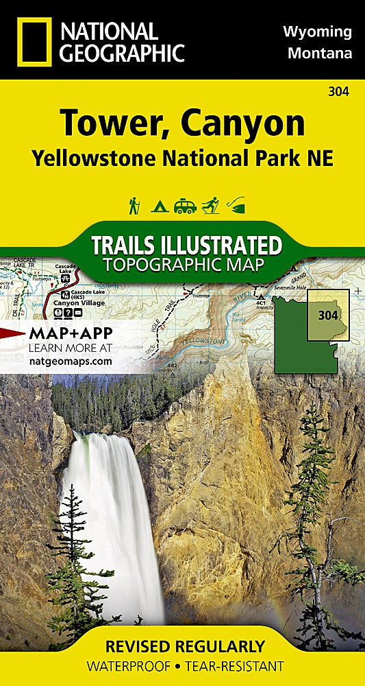 Yellowstone Tower Canyon WY Waterproof Topo Map Hiking Camping Trail #304