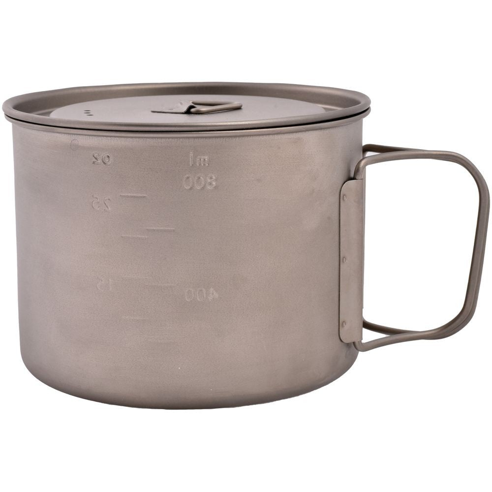 Olicamp Space Saver Ultralight Titanium 900ml Pot w/Folding Handles, Lid, & Bag