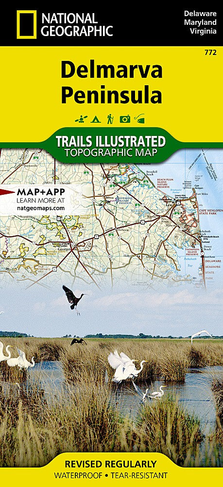 Delmarva Peninsula MD DE VA Waterproof Map Hiking Biking Beach Trail #772
