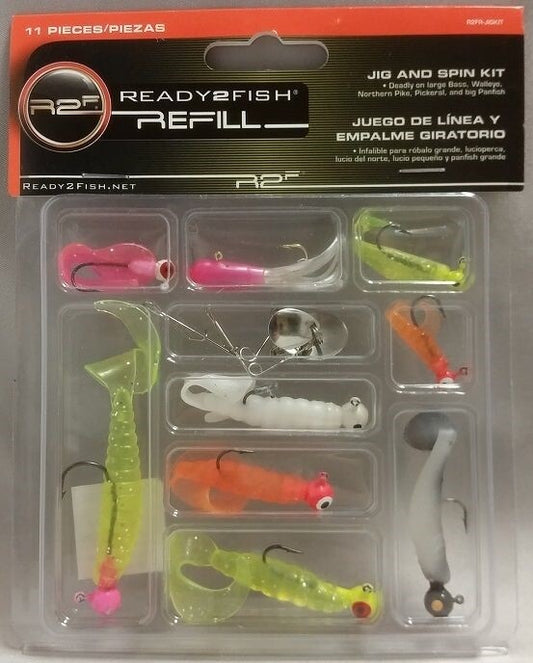 NEW Ready2Fish 11-Piece Jig & Spin Lure Kit - Bass, Walleye, Northern, Panfish