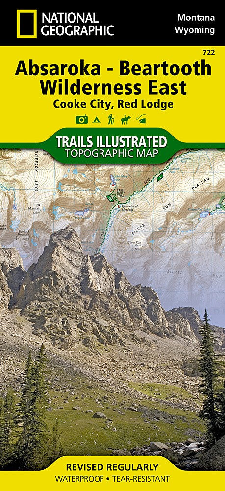 Absaroka Beartooth Wilderness East MT Waterproof Topo Map Hiking Camping #722