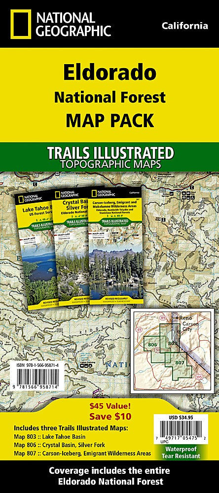 Eldorado National Forest CA Waterproof Map Bundle Pack Hiking Camping