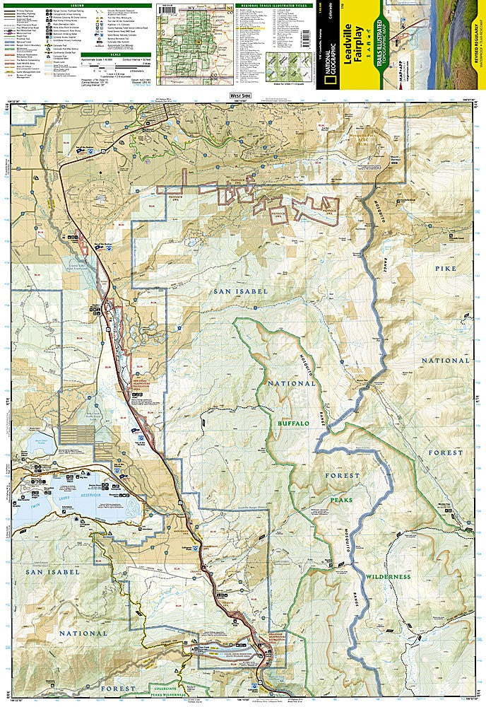 Leadville Fairplay CO Waterproof Topographic Map Hiking Camping Trail #110