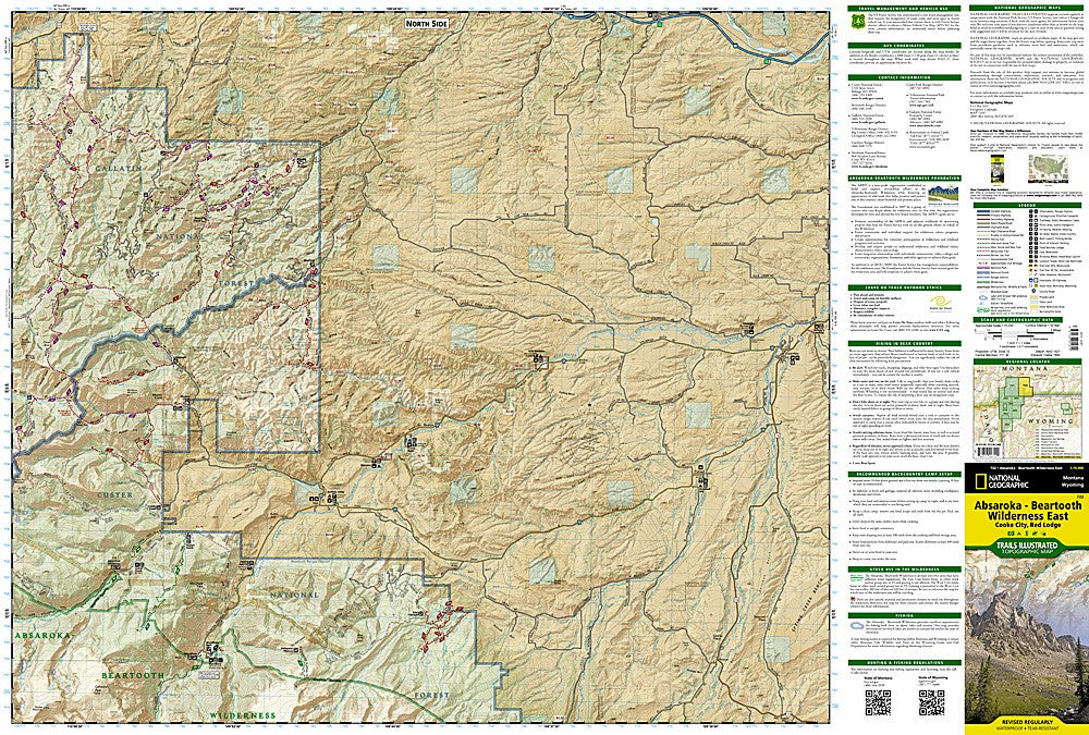 Absaroka Beartooth Wilderness East MT Waterproof Topo Map Hiking Camping #722