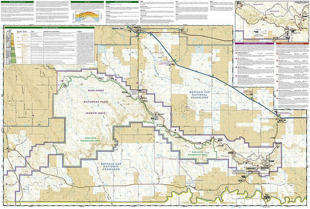 Badlands National Park SD Waterproof Topographic Map Hiking Camping Trail #239