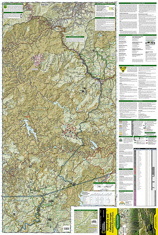 Nantahala Cullasaja Gorges NC Waterproof Topo Map Hiking Camping Waterfall #785