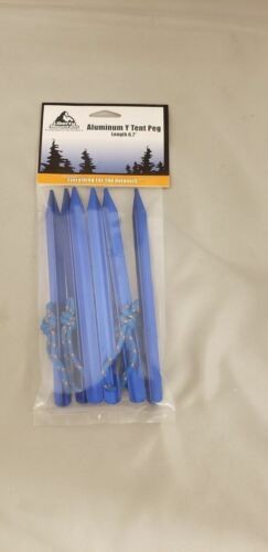 Liberty Mountain Blue Anodized Aluminum 6.7" Y Tent Pegs / Stakes 6-Pack