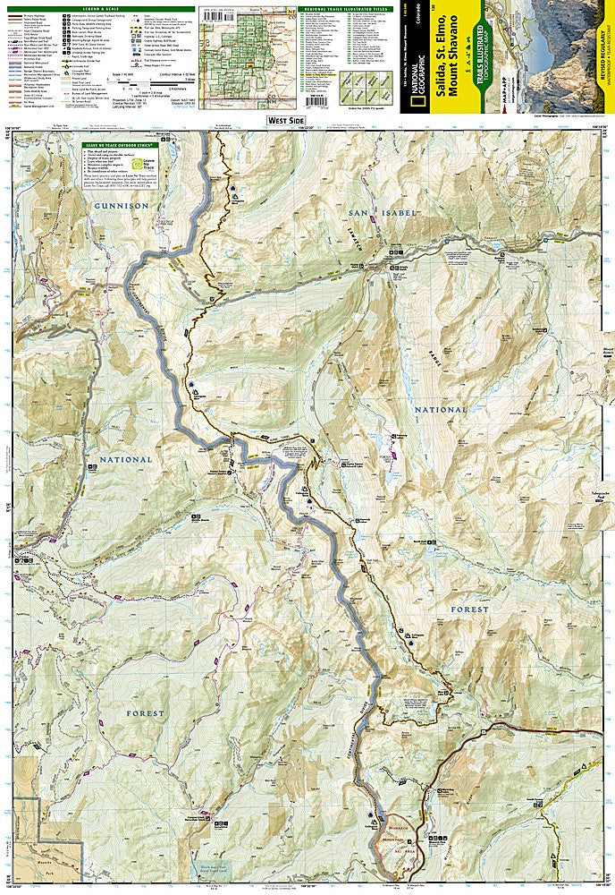 Salida St Elmo Mount Shavano CO Waterproof Topo Map Hiking Camping Trail #130