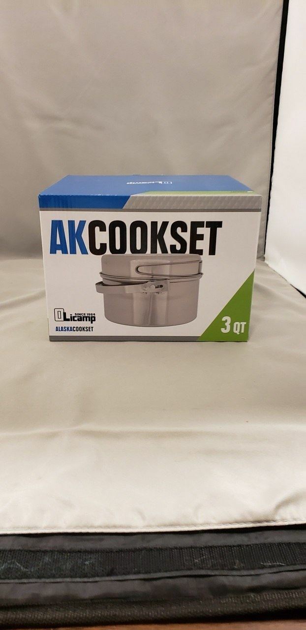 Olicamp AK 3 Qt Stainless Steel Mess Kit Cookset w/Pot--Fry Pan Lid--Stuff Sack