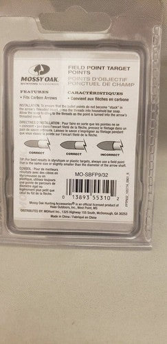 Mossy Oak Field Point 9/32" Target Points 100-Grain 12-Pack