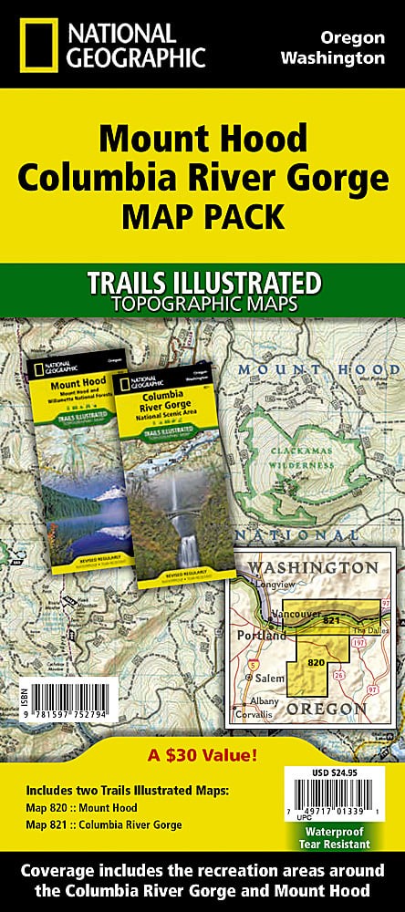 Mount Hood Columbia River Gorge OR WA Waterproof Map Bundle Hiking Camping
