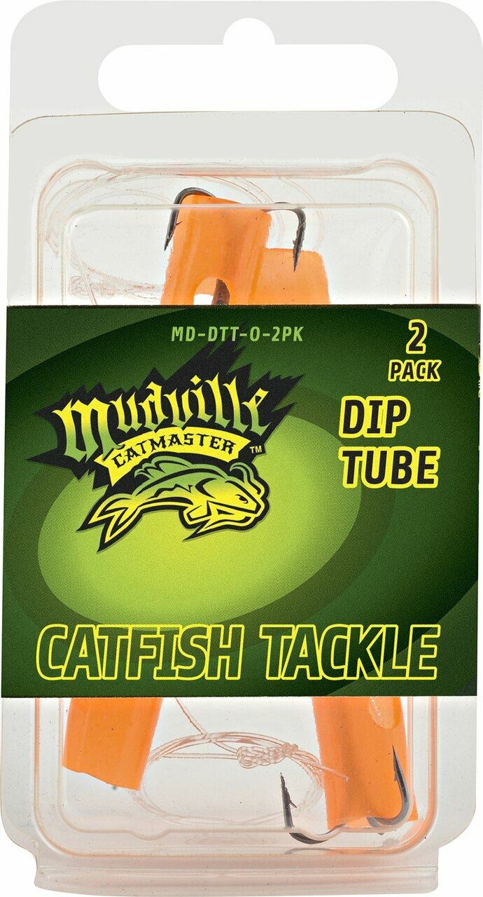 Mudville Catmaster Orange Dip Tube/Bait Catfish Lure w/Treble Hook/Leader 2-Pack