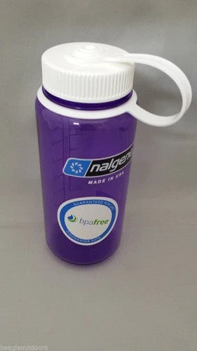 Nalgene Wide Mouth 16oz BPA Free Tritan Water Bottle Clear Purple w/Black Lid