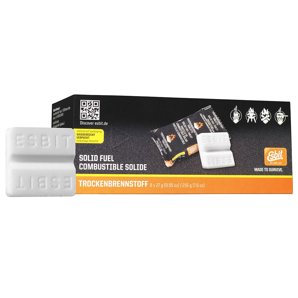 Esbit Solid Fuel Tablets 8-Pack 27g Each | Camping Pocket Stove Fuel E-FUEL-8X27