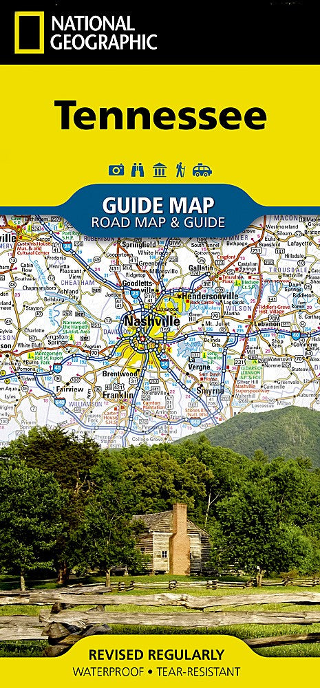 Tennessee TN Road Map Travel Guide Waterproof Topographic Camping Hiking Outdoor