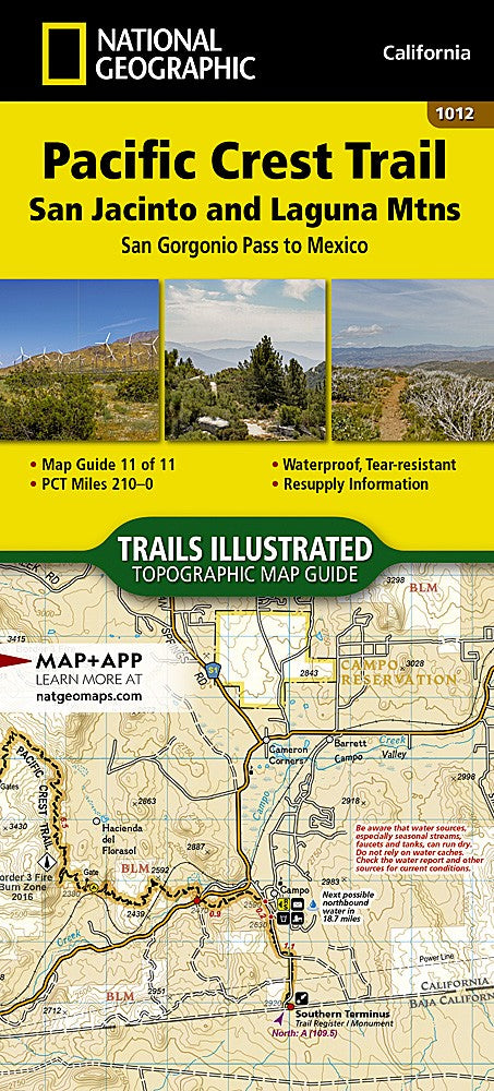 Pacific Crest Trail San Jacinto Laguna CA Waterproof Topo Map Hiking Backpack