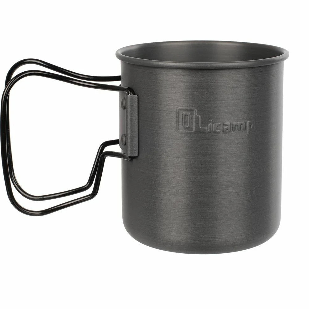 Olicamp Space Saver Mug Ha Aluminum Travel Cup 24 Fl Oz W/Black Folding Handles