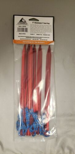 Liberty Mountain Red Anodized Aluminum 9" Y Tent Pegs / Stakes 6-Pack