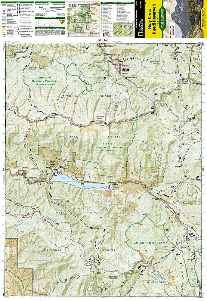 Holy Cross Ruedi Reservoir CO Waterproof Topo Map Hiking Camping Trail #126