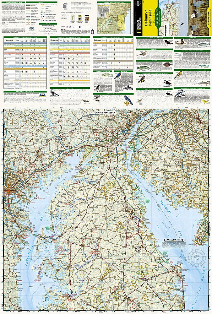 Delmarva Peninsula MD DE VA Waterproof Map Hiking Biking Beach Trail #772